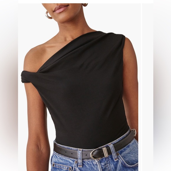 Reformation Tops - Reformation Black One-Shoulder Tank Top